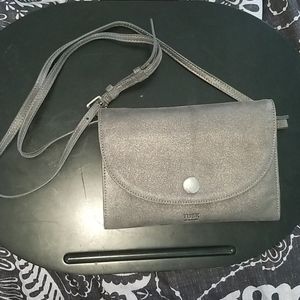 Tusk Leather Crossbody Pewter Silver Rosa Metallic